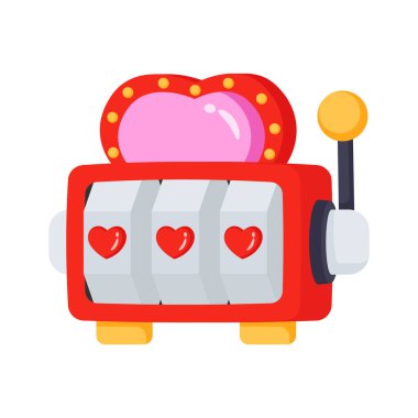 Bir slot makinesinin canlı, çizgi film stili çizimi.