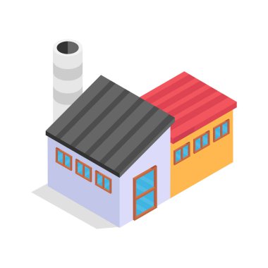 Akıllı otomasyon için IoT entegrasyonu olan bir fabrikayı temsil eden simge