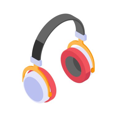 Kulaklıkların üzerinde canlı, izometrik bir simge.
