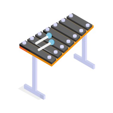 Bir vibrafonun izometrik simgesi, vektörün prim kullanımına hazır