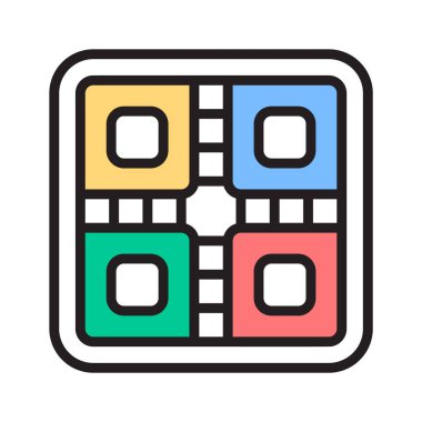 Eğlenceli etkinlikler için renkli kiremitleri olan bir masa oyunu simgesi