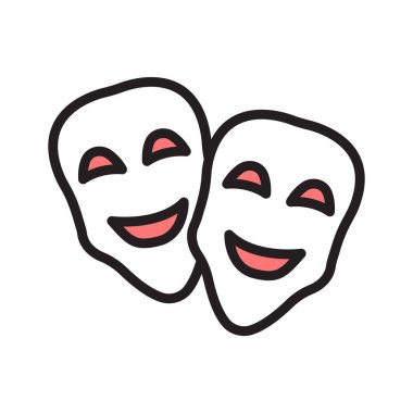 Face masks, theater masks theme party icon in modern style, easy to use clipart