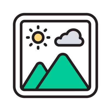 Fotoğrafçılığı ve açık hava güzelliğini sembolize eden manzara resmi simgesi