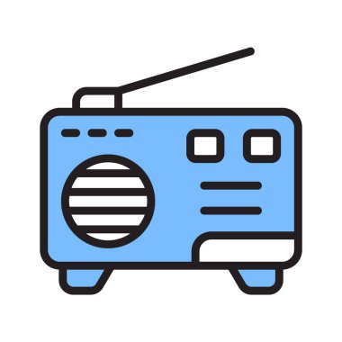 Müzik, haber ve yayıncılığı sembolize eden klasik radyo vektörü.