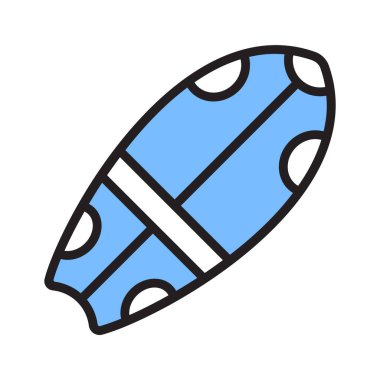 Su sporları, eğlence ve okyanus aktivitelerini sembolize eden bir sörf tahtası vektörü