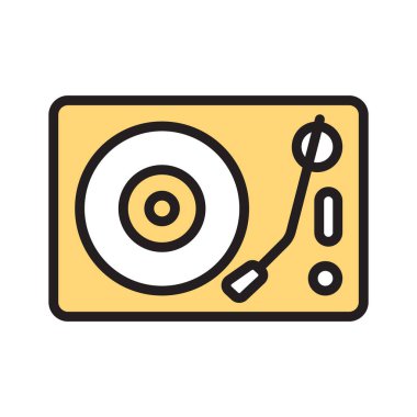 Vinil kayıt vektör tasarımı, müzik diskinin modern tarzda simgesi