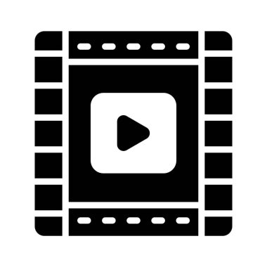 Icon of video reel in modern design style, reel with play symbol on it clipart