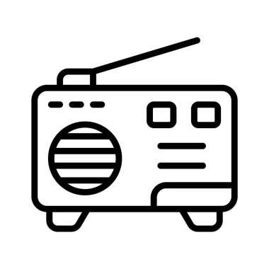 Müzik, haber ve yayıncılığı sembolize eden klasik radyo vektörü.