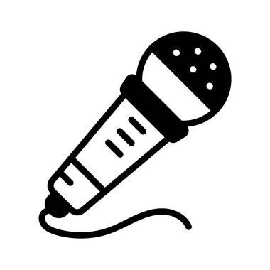 Şarkı söylemeyi, yayın yapmayı ve performansları temsil eden bir mikrofon.