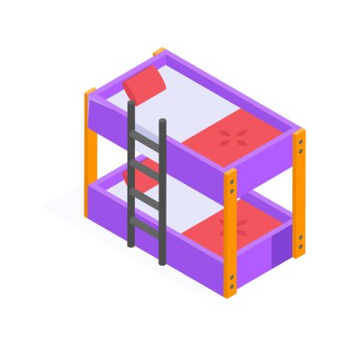 Merdiveni olan şık bir ranza, çocuk odaları için mükemmel..