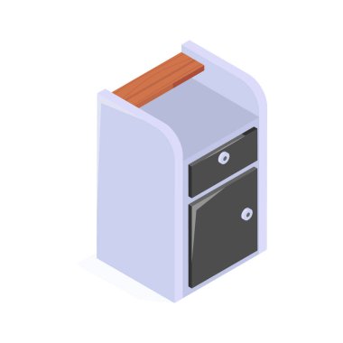 Tarz sahibi küçük bir deponun izometrik simgesi.