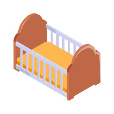 Yumuşak yataklı, klasik ahşap bir bebek beşiği..