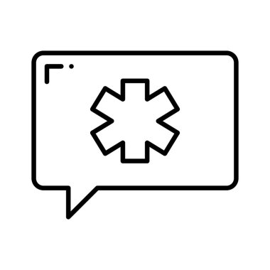 Tıbbi danışmanlık ve tavsiyeyi sembolize eden bir konuşma balonunun simgesi