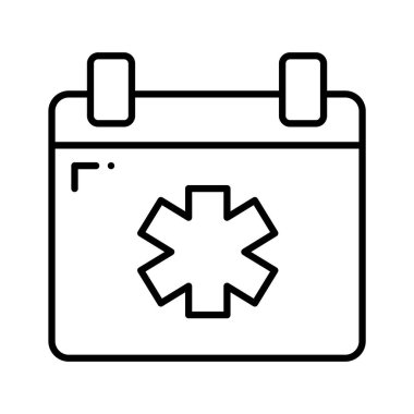 Tıbbi atamanın konsept simgesini gösteren takvimdeki tıbbi işaret, doktor randevusu
