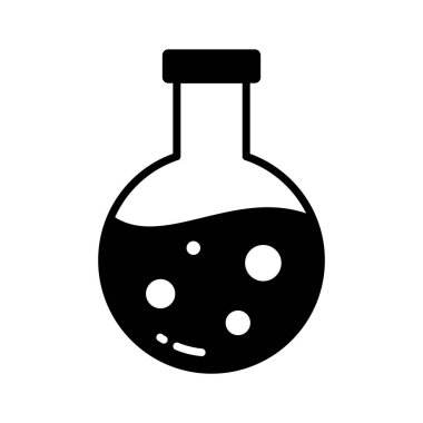 Tıbbi araştırmaları ve testleri sembolize eden kimyasal bir şişenin simgesi