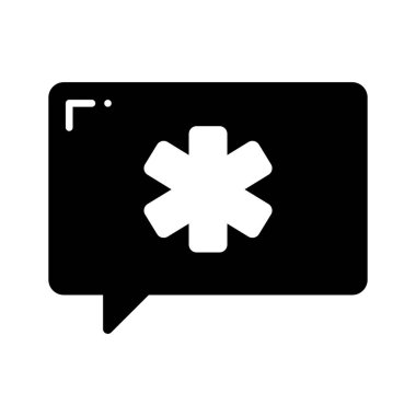 Tıbbi danışmanlık ve tavsiyeyi sembolize eden bir konuşma balonunun simgesi