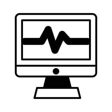 Kalp atışlarını ve kalp sağlığını ölçen ECG makinesinin inanılmaz bir simgesi..