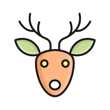 Ren geyiğinin iyi tasarlanmış simgesi, Noel hayvanı, kullanmaya ve indirmeye hazır.