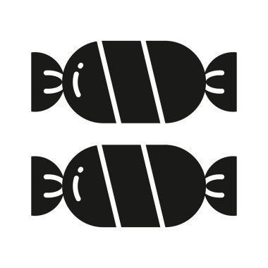 Parlak ambalajlı şeker ikonu, tatil sezonu için tatlı bir ikram..