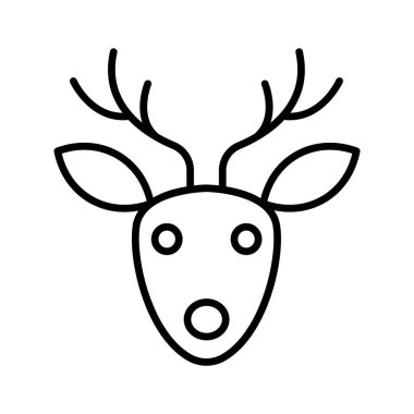 Ren geyiğinin iyi tasarlanmış simgesi, Noel hayvanı, kullanmaya ve indirmeye hazır.