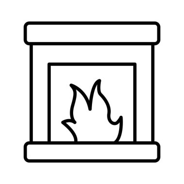 Şömine ikonu, ateş ocağı vektör tasarımı