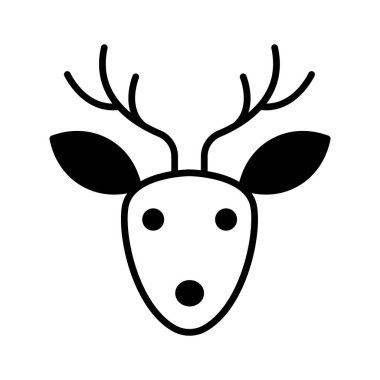 Ren geyiğinin iyi tasarlanmış simgesi, Noel hayvanı, kullanmaya ve indirmeye hazır.