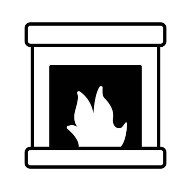 Şömine ikonu, ateş ocağı vektör tasarımı