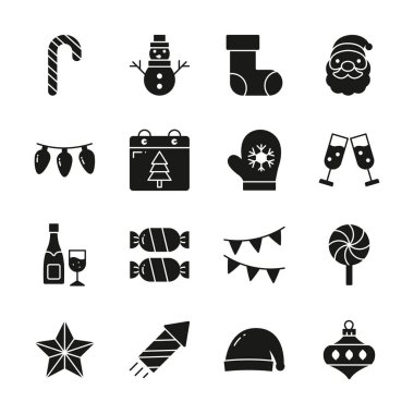 Neşeli, Noel simgeleri koleksiyonu, web tasarımı için mükemmel, sosyal medya grafikleri, ya da tatil temalı baskı materyalleri