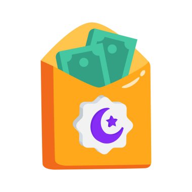 Money envelope for Zakat charity, an essential pillar of Islam. clipart