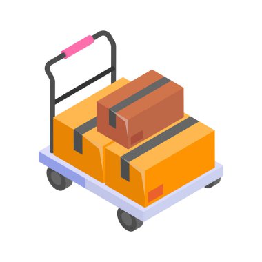 Birden fazla kargo kutusu taşıyan bir depo arabası..