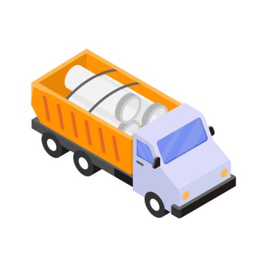 Teslimat servisi kamyonunun bu inanılmaz ikonunu izometrik tarzda alın