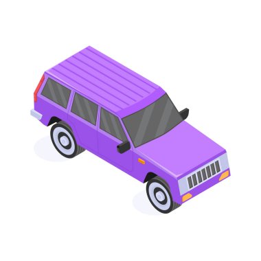 Modern tarzda SUV arabasının bu inanılmaz izometrik simgesini yakala