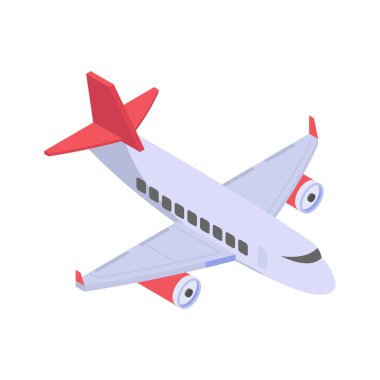 Modern havacılık ve hava taşımacılığını temsil eden Isometric uçak simgesi.
