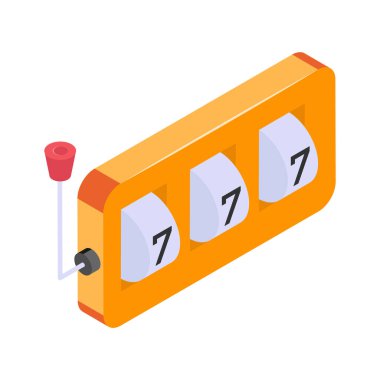 Klasik bir slot makinesinin göz alıcı izometrik grafiği.