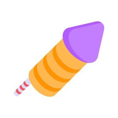 Havai fişeklerin canlı bir izometrik simgesi.