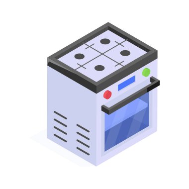 Pişirmek ve pişirmek için fırını olan modern gaz ocağı..