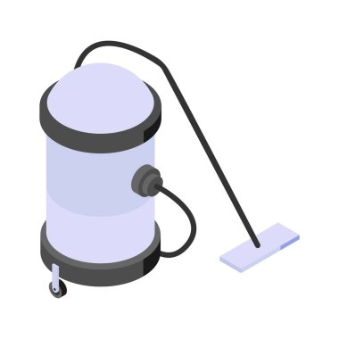 Modern, taşınabilir bir elektrikli süpürgenin Isometric Illulation 'ı