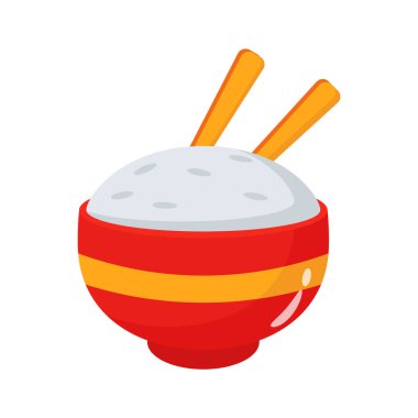 Çubuklu pirinç kasesini gösteren 3 boyutlu bir simge