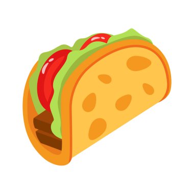 Taco tortilla ambalajının 3 boyutlu bir simgesi.