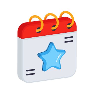 Takvimin üzerinde bir yıldız olan bu şaşırtıcı 3B biçim simgesini işaretleyin