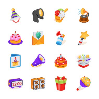Bu harika 3 boyutlu doğum günü partisi simgelerini alın.