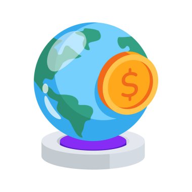 Küresel ticaretin kişiselleştirilebilir 3d biçim simgesi