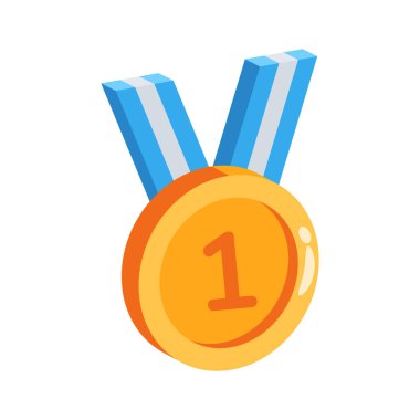 Yaratıcı bir şekilde 3d simgesi tasarlanmış ve birincilik madalyası gösteriliyor