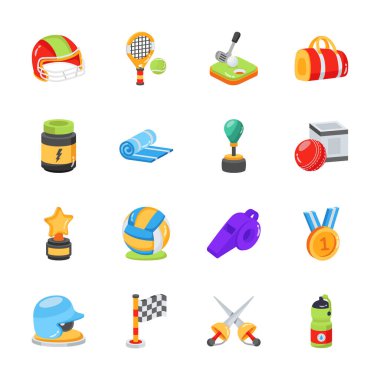 3 boyutlu spor ve oyun aksesuarları demeti kullanmaya hazır