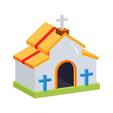 Kilise binasının 3 boyutlu ikonuna el atın.