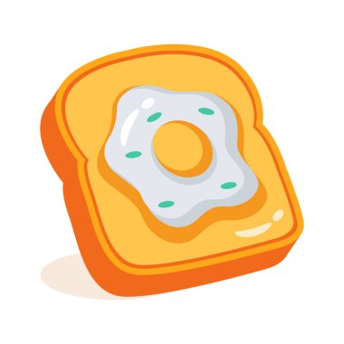 Yumurta tostu gösteren 3 boyutlu modern simge