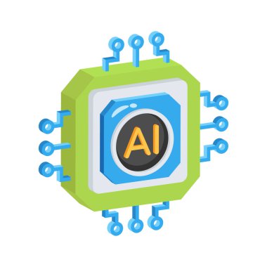 Ai çipinin 3D simgesini indirip prim kullanımına hazır hale getirin
