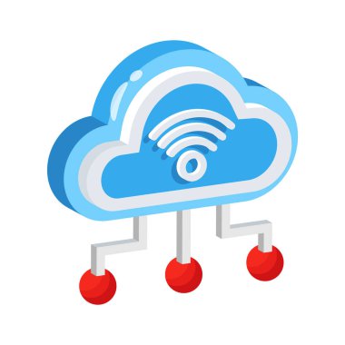 Akıllı bulut simgesi yaratıcı olarak 3B biçiminde tasarlandı