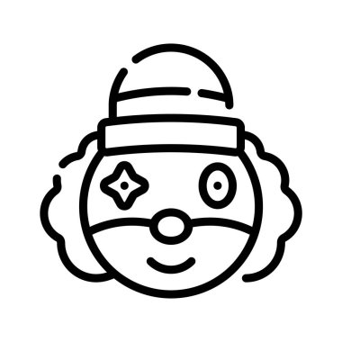 Bir palyaço yüzünü gösteren büyüleyici bir çizgi simgesi