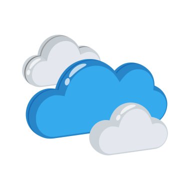 Bulutları gösteren modern 3d biçim simgesi, premium kullanıma hazır